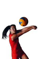Joueur de volleyball effectuant un smash pendant un match